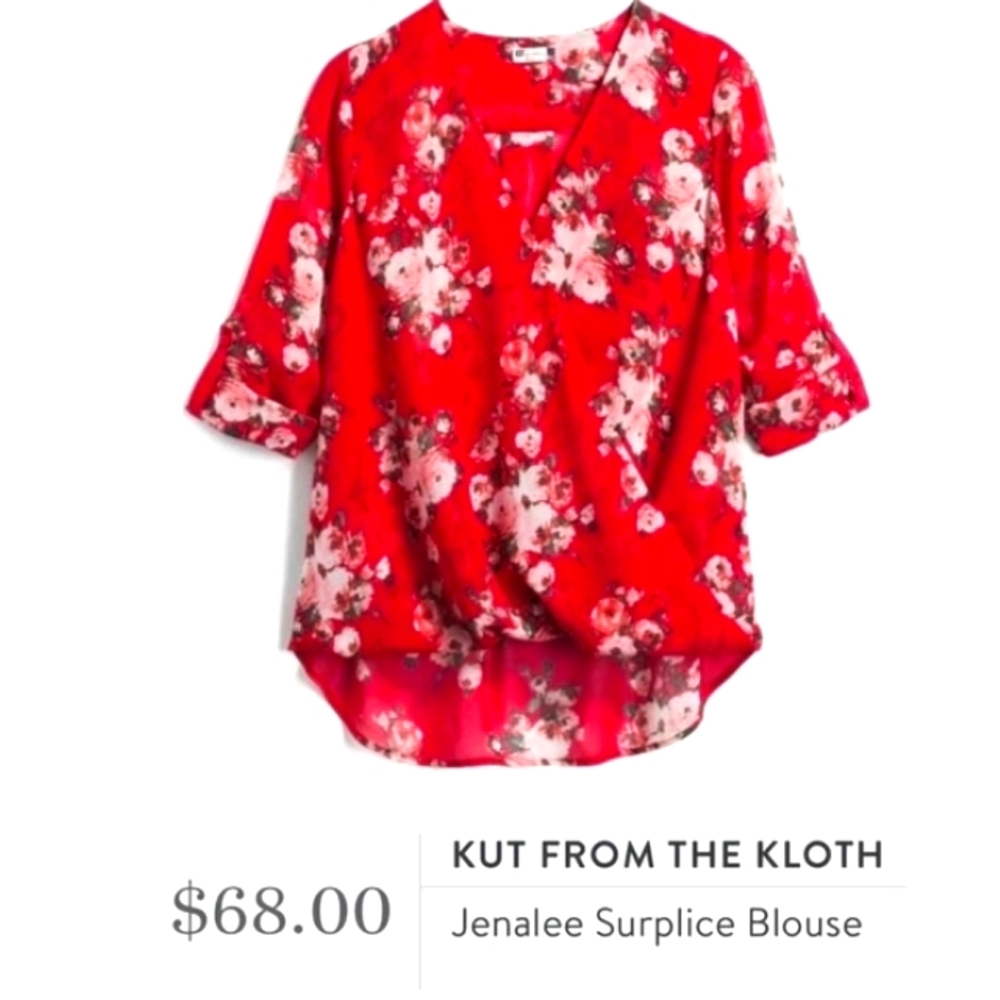 Kut from the Kloth Red Floral Women's Top Small